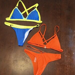 NEW SHEIN Blue and Orange Bikini Set